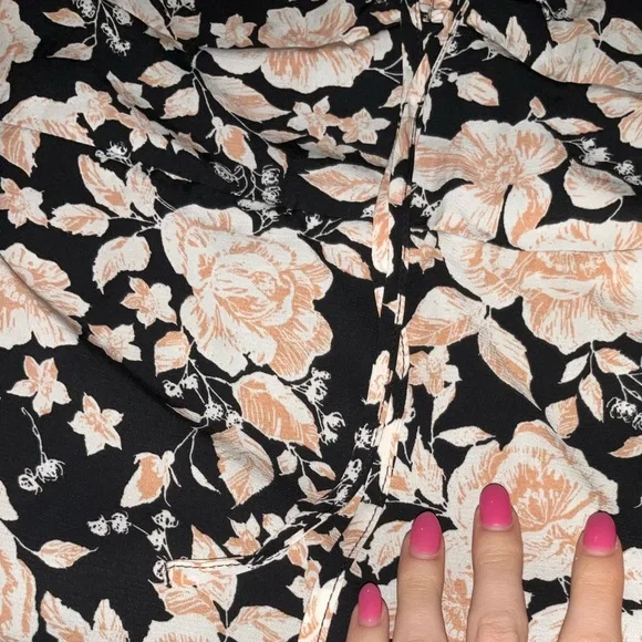 Abercrombie & Fitch Black Floral Cinch Front Midi Dress XS - Picture 10 of 10